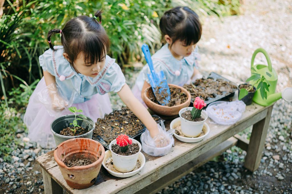 Children gardening