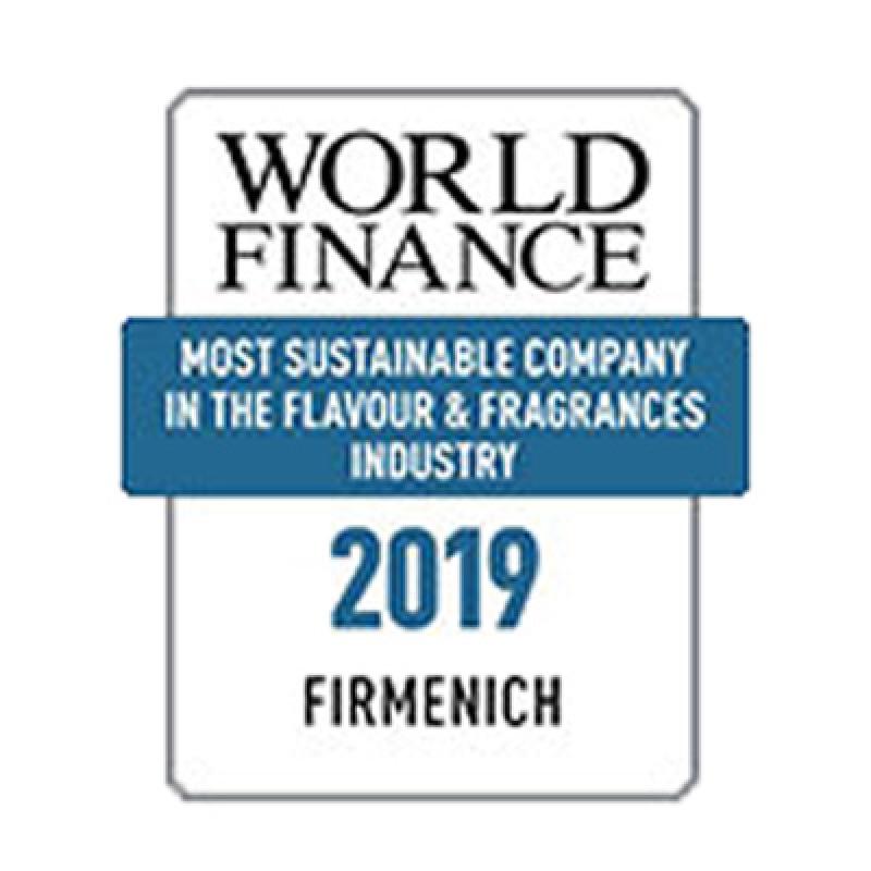 Recognized as Most Sustainable Company in the Flavour and Fragrances Industry by World Finance magazine Recognized as Most Sustainable Company in the Flavour and Fragrances Industry by World Finance magazine